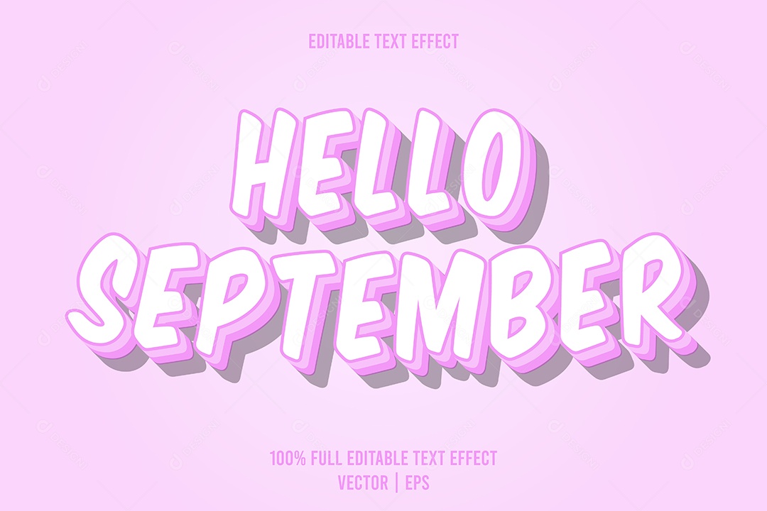 Efeito de Texto Hello September Ilustração Vetor EPS Editável