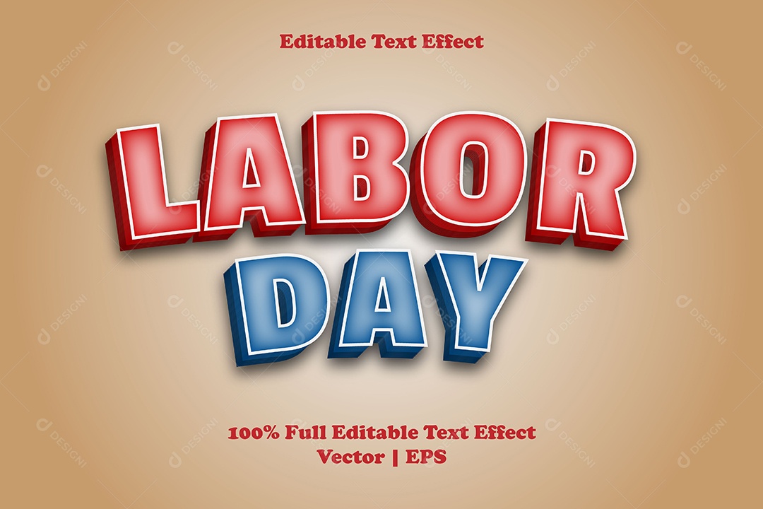 Efeito de Texto Labor Day Ilustração Vetor EPS Editável