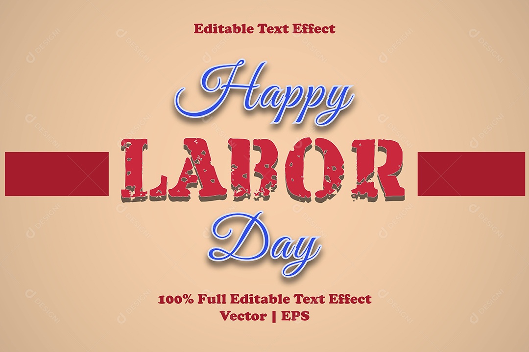 Efeito de Texto Happy Labor Day Ilustração Vetor EPS Editável