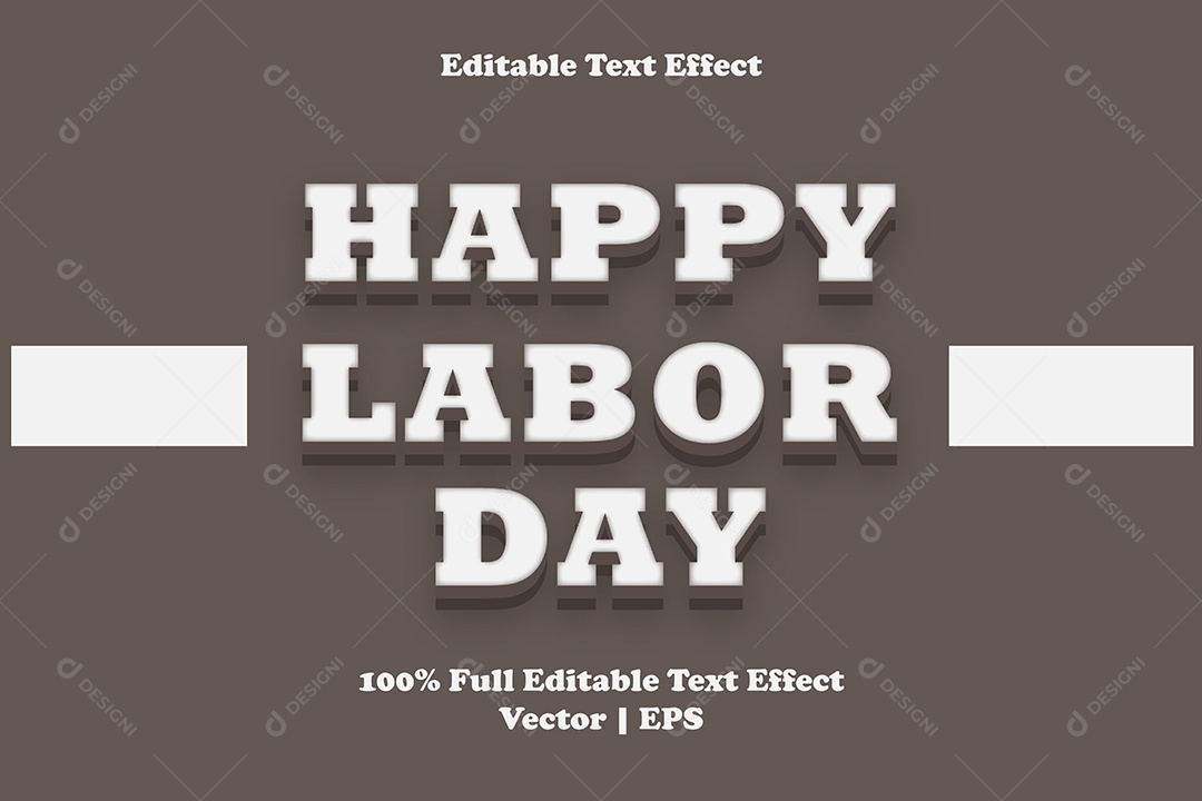 Efeito de Texto Happy Labor Day Ilustração Vetor EPS Editável