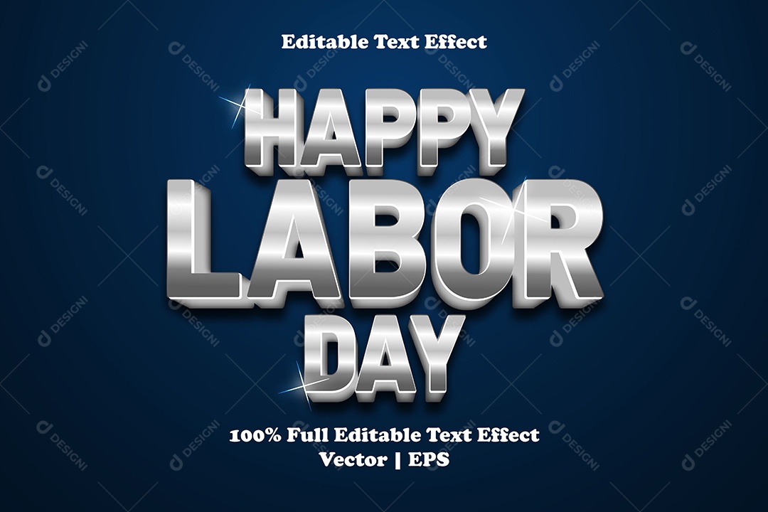 Efeito de Texto Happy Labor Day Ilustração Vetor EPS Editável