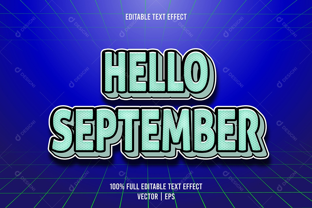 Efeito de Texto Hello September Ilustração Vetor EPS Editável