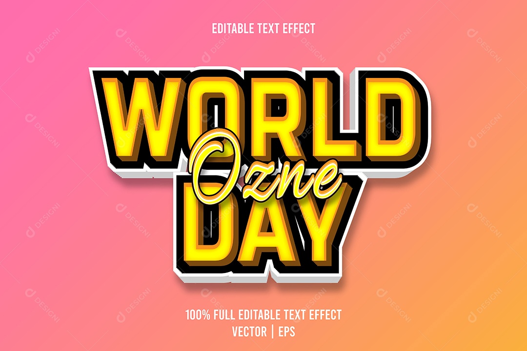 Efeito de Texto World Ozne Day Ilustração Vetor EPS Editável