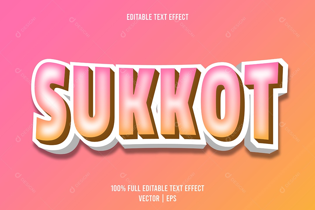 Efeito de Texto Sukkot Ilustração Vetor EPS Editável