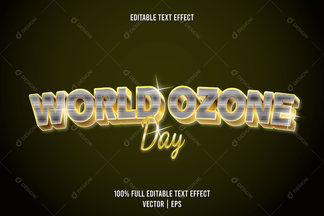 Efeito de Texto World Ozone Day Ilustração Vetor EPS Editável