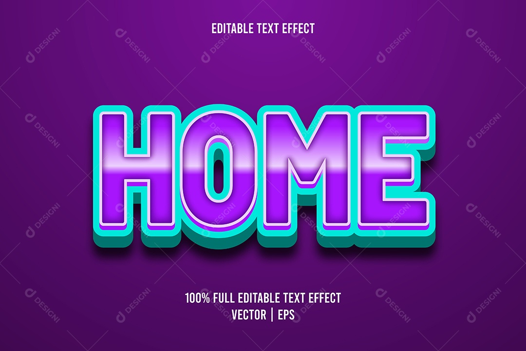 Efeito de Texto Home Ilustração Vetor EPS Editável