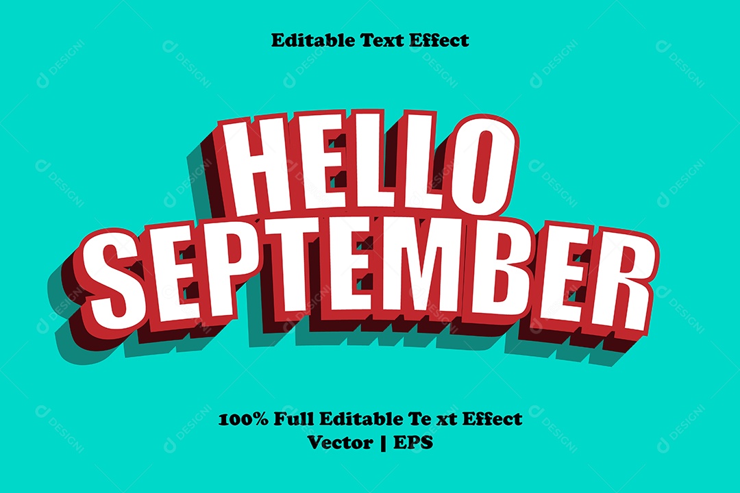 Efeito de Texto Hello September Ilustração Vetor EPS Editável