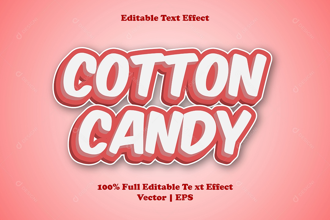 Efeito de Texto Cotton Candy Ilustração Vetor EPS Editável