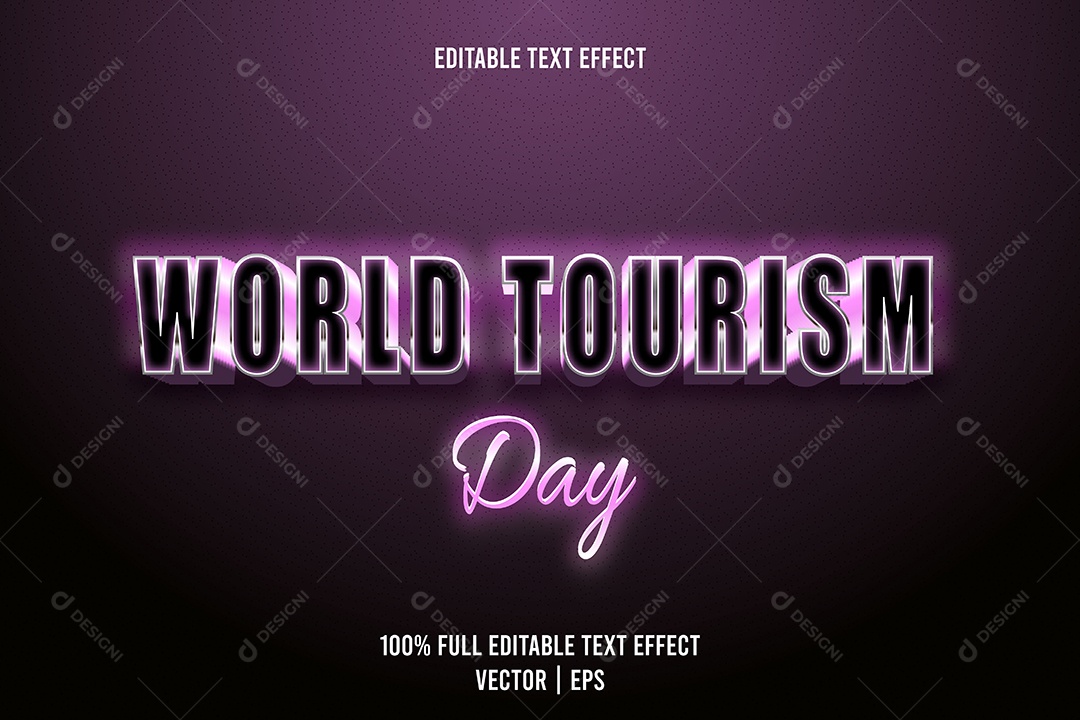 Efeito de Texto World Tourism Day Ilustração Vetor EPS Editável