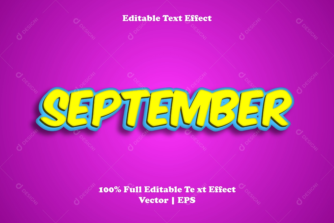 Efeito de Texto September Ilustração Vetor EPS Editável