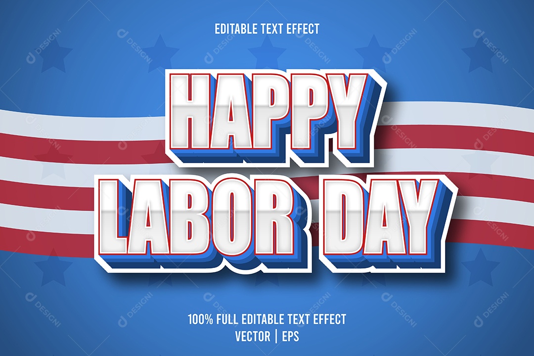 Efeito de Texto Happy Labor Day Ilustração Vetor EPS Editável