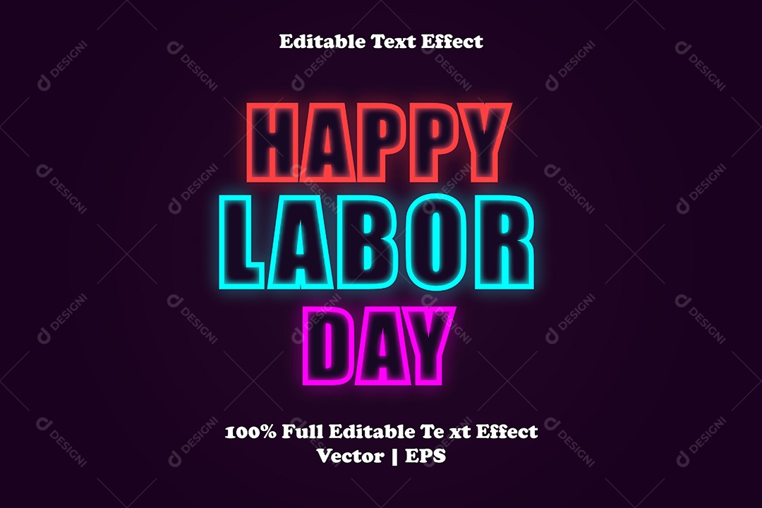Efeito de Texto Happy Labor Day Ilustração Vetor EPS Editável