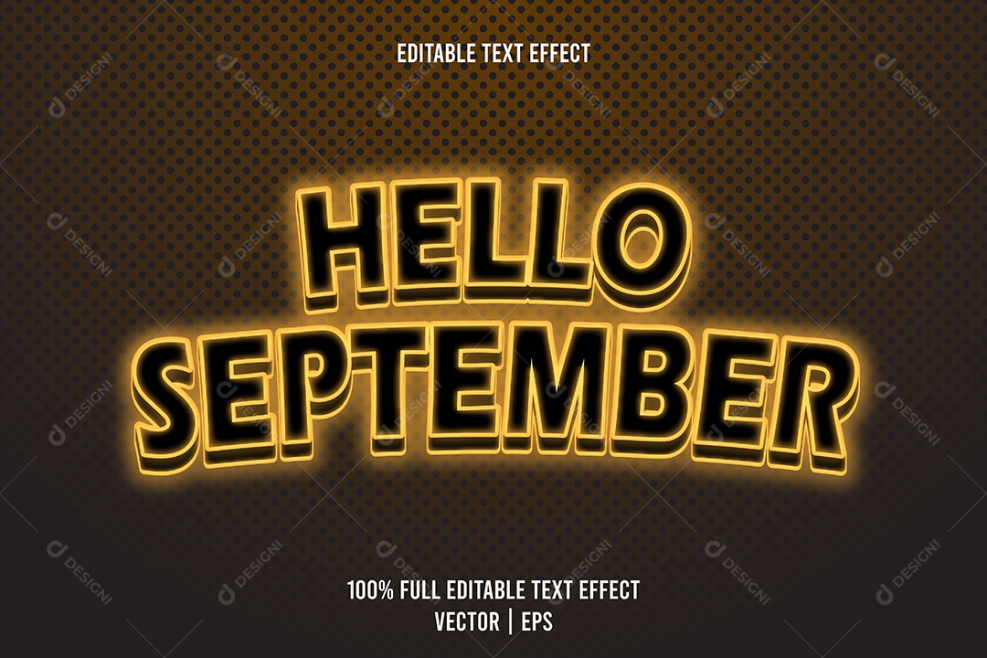 Efeito de Texto Hello September Ilustração Vetor EPS Editável