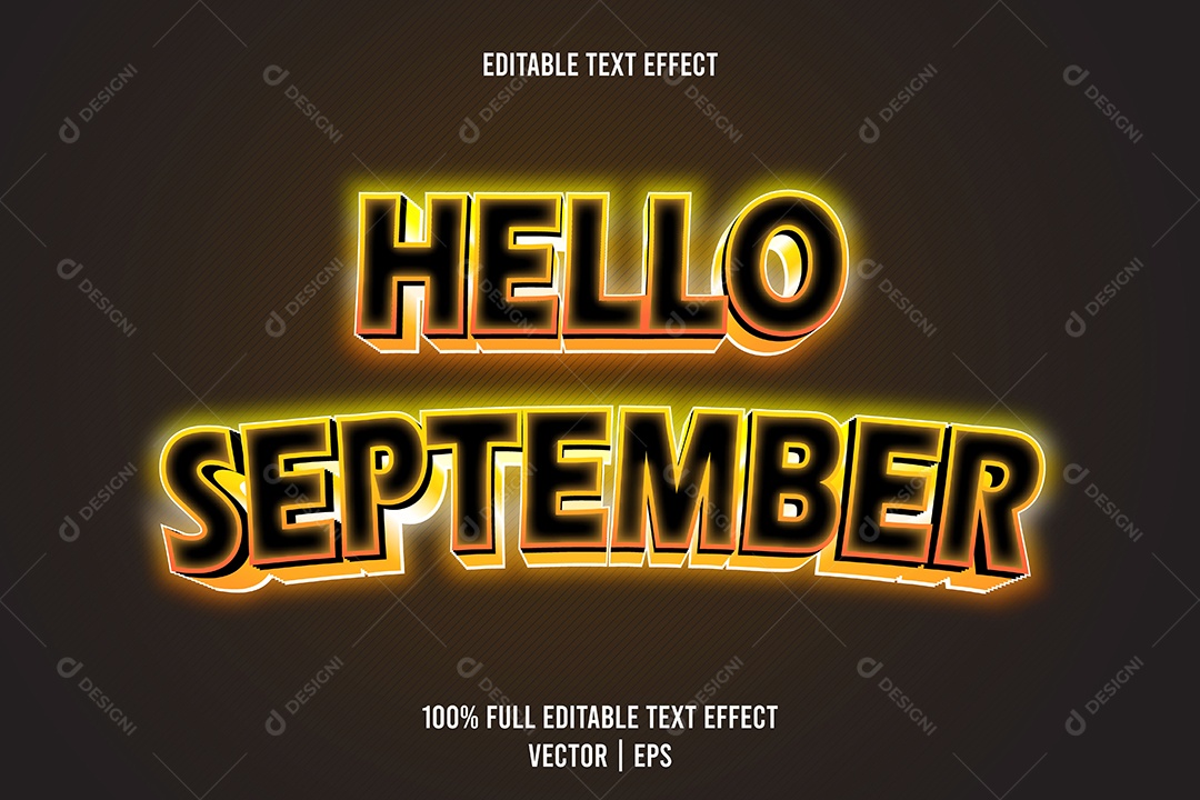 Efeito de Texto Hello September Ilustração Vetor EPS Editável
