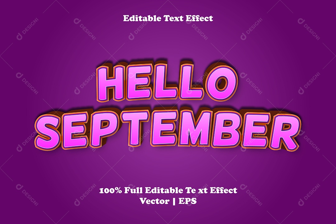 Efeito de Texto Hello September Ilustração Vetor EPS Editável