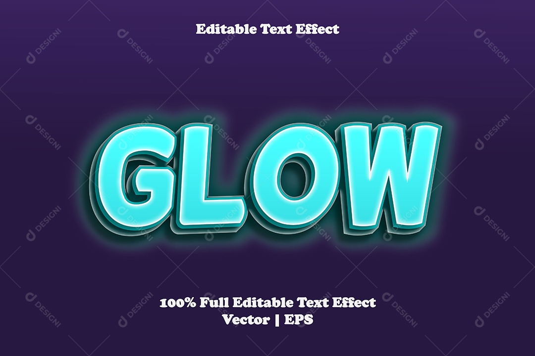 Efeito de Texto Glow Ilustração Vetor EPS Editável