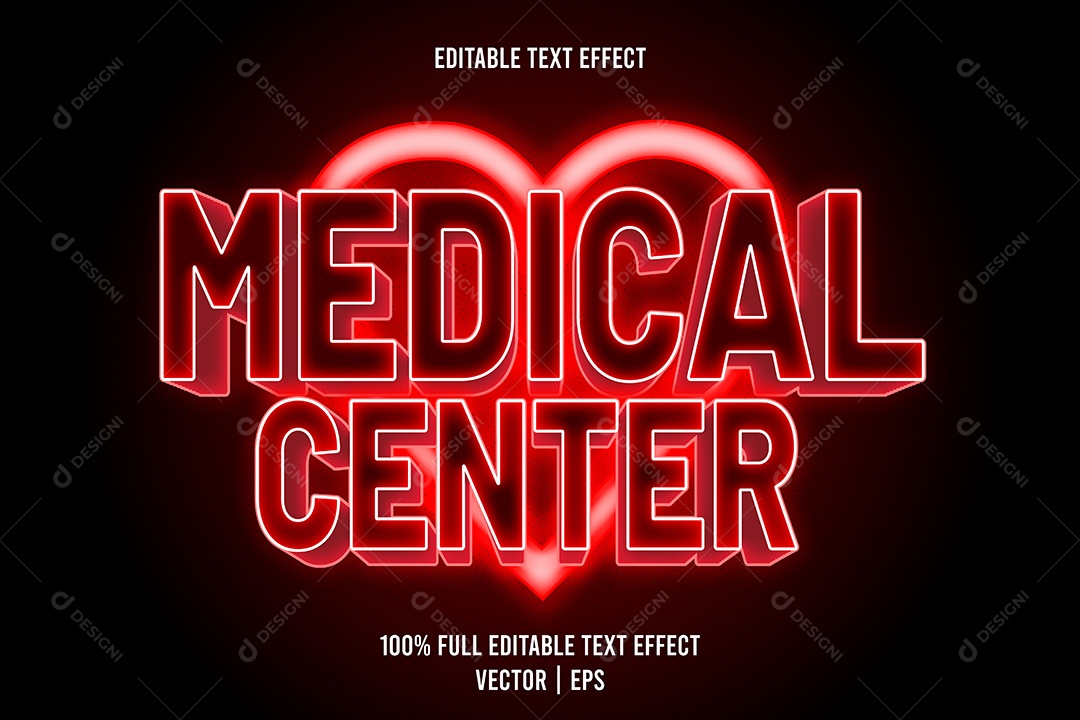 Efeito de Texto Medical Center Ilustração Vetor EPS Editável