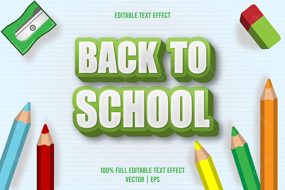 Efeito de Texto Back To School Ilustração Vetor EPS Editável
