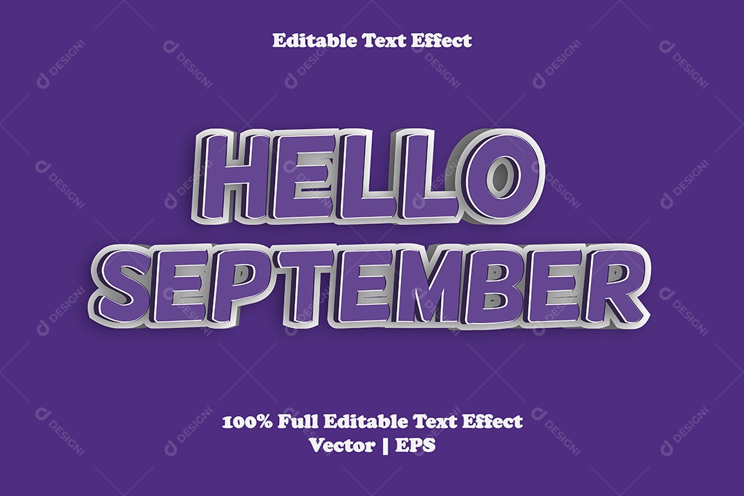 Efeito de Texto Hello September Ilustração Vetor EPS Editável