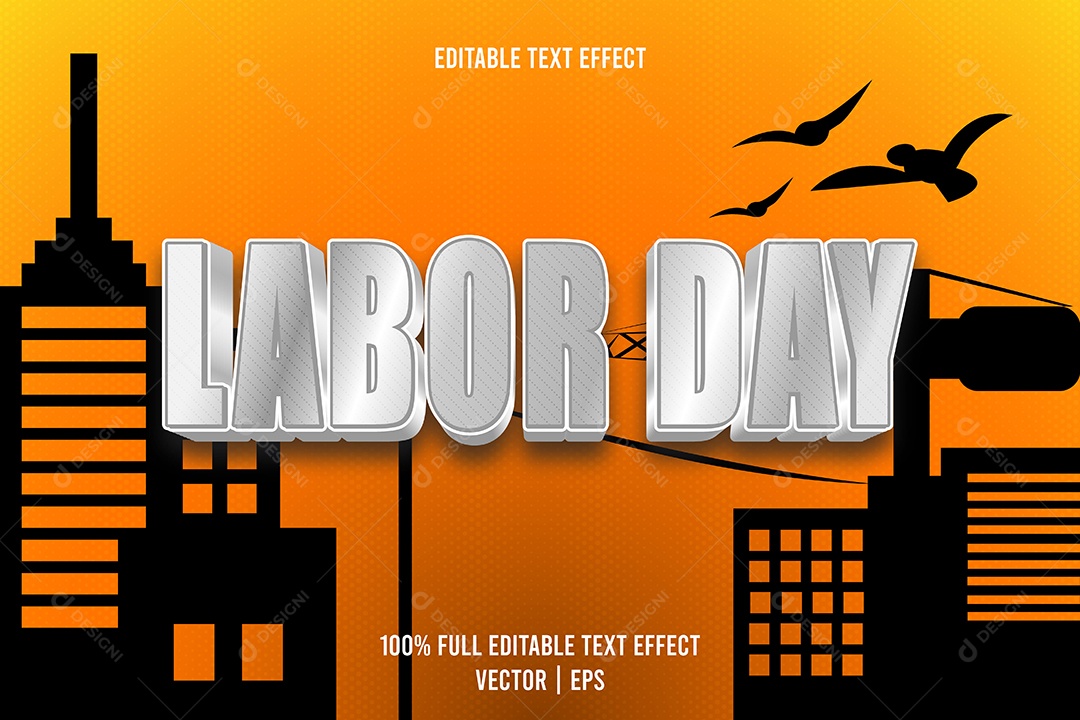Efeito de Texto Labor Day Ilustração Vetor EPS Editável