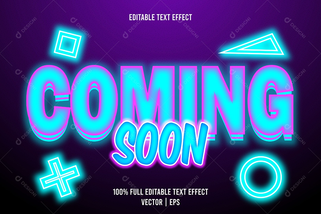 Efeito de Texto Coming Soon Ilustração Vetor EPS Editável