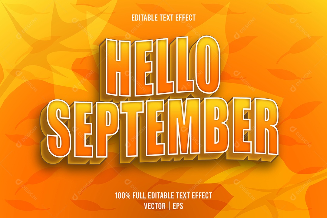 Efeito de Texto Hello September Ilustração Vetor EPS Editável