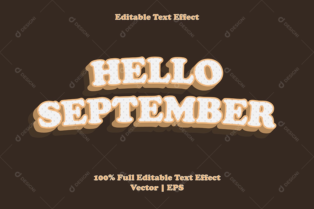 Efeito de Texto Hello September Ilustração Vetor EPS Editável