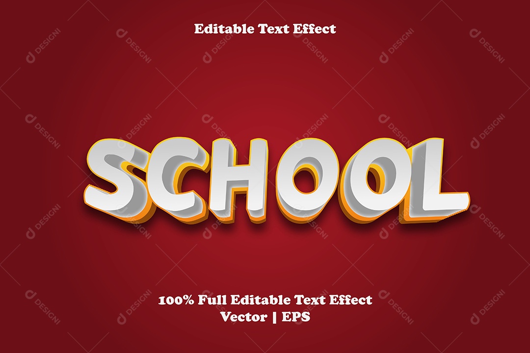 Efeito de Texto School Ilustração Vetor EPS Editável