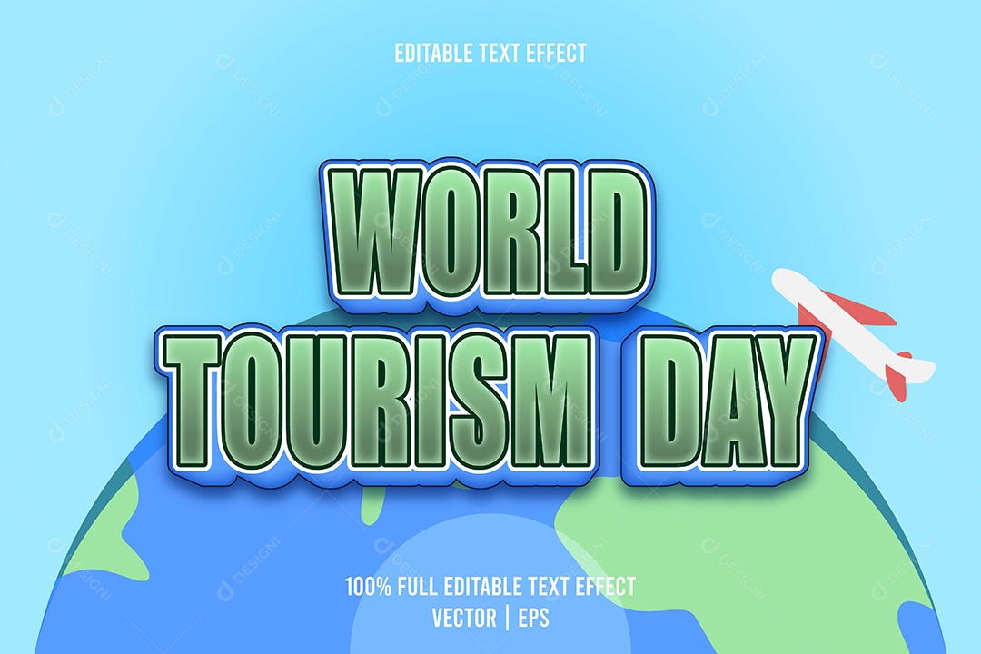 Efeito de Texto World Tourism Day Ilustração Vetor EPS Editável