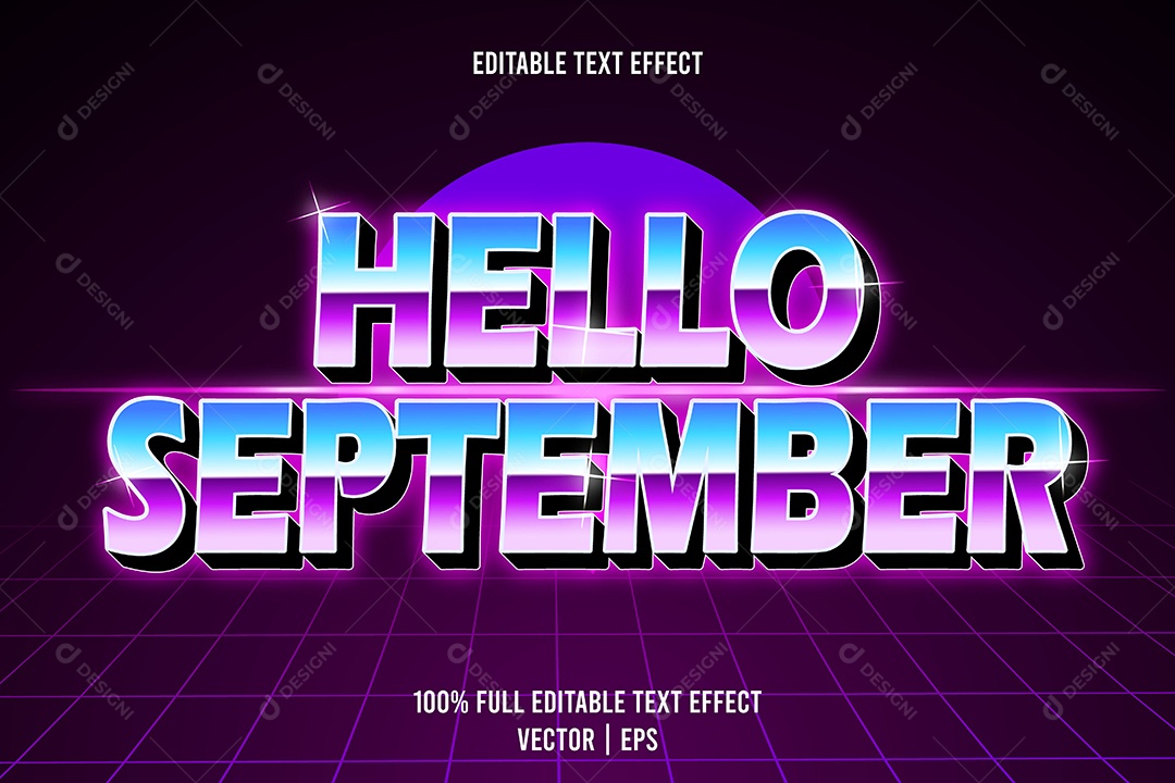 Efeito de Texto Hello September Ilustração Vetor EPS Editável
