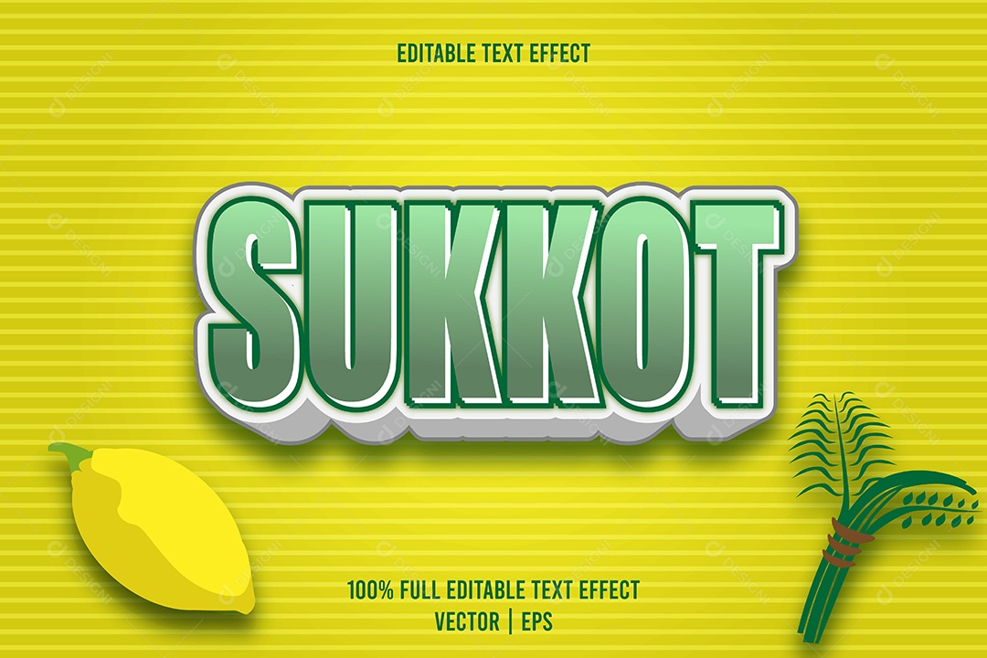Efeito de Texto Sukkot Ilustração Vetor EPS Editável