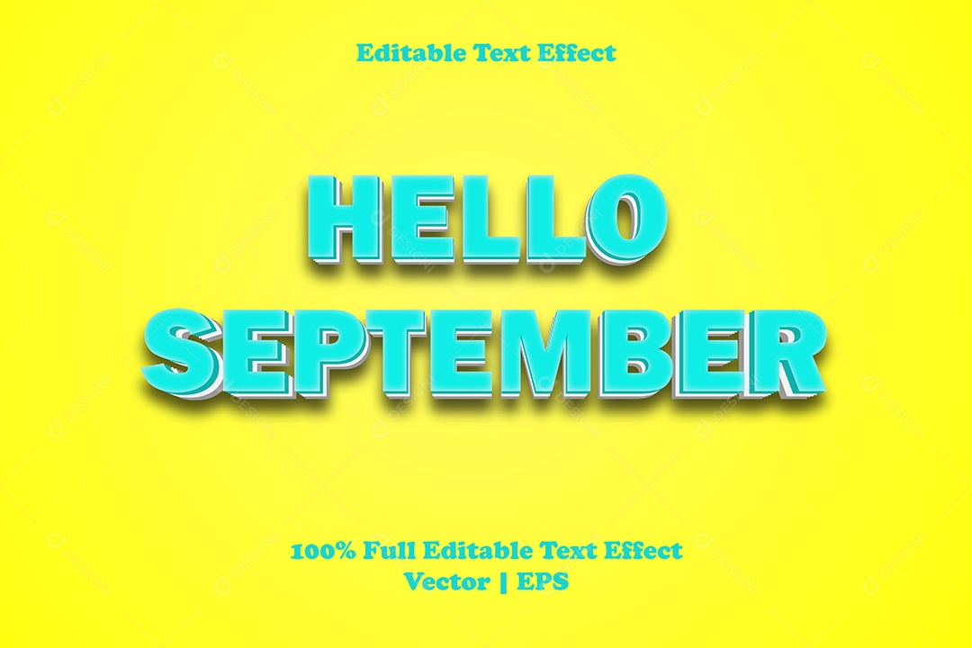 Efeito de Texto Hello September Ilustração Vetor EPS Editável