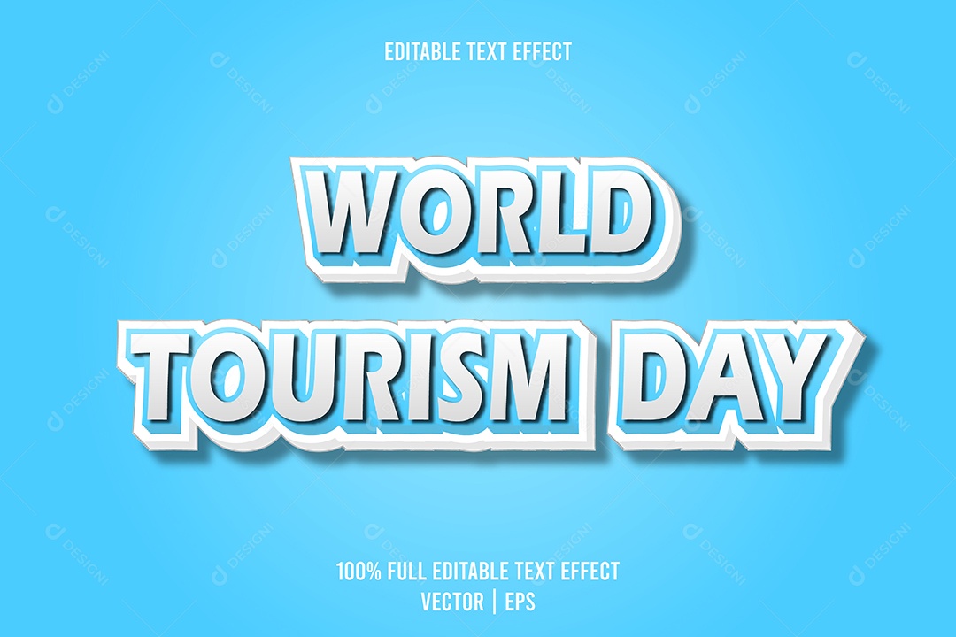 Efeito de Texto World Tourism Day Ilustração Vetor EPS Editável