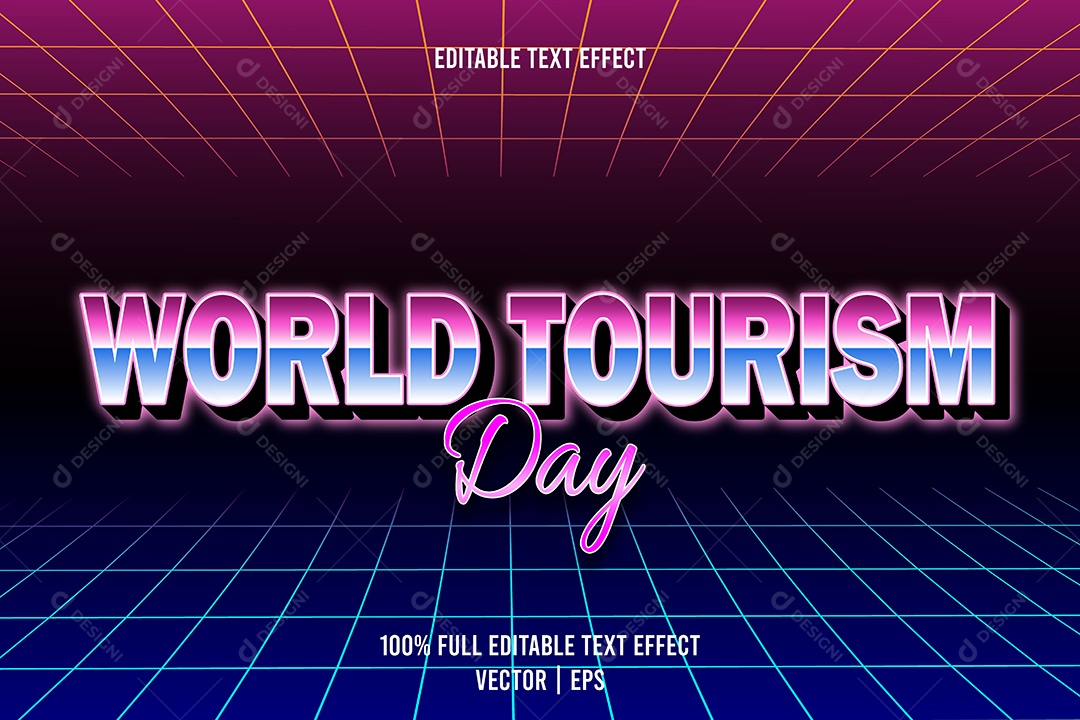 Efeito de Texto World Tourism Day Ilustração Vetor EPS Editável