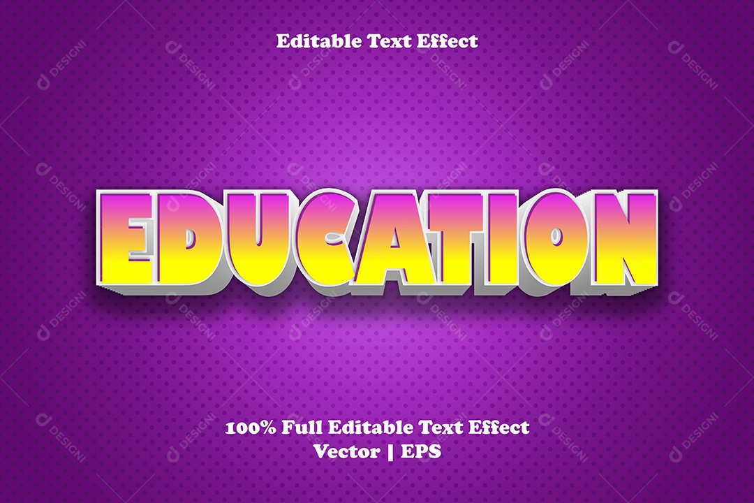 Efeito de Texto Education Ilustração Vetor EPS Editável