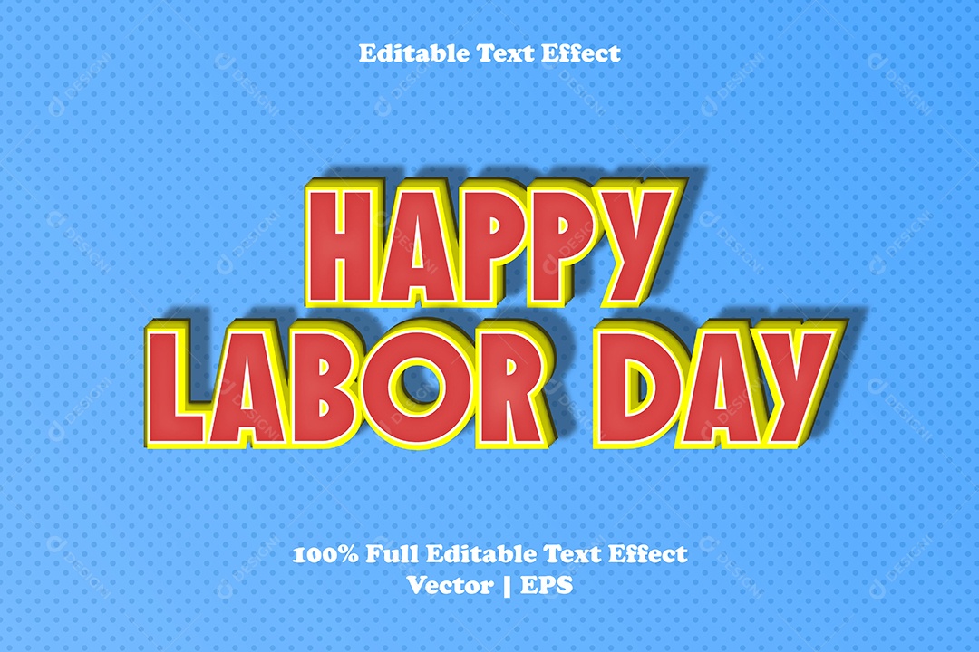 Efeito de Texto Happy Labor Day Ilustração Vetor EPS Editável