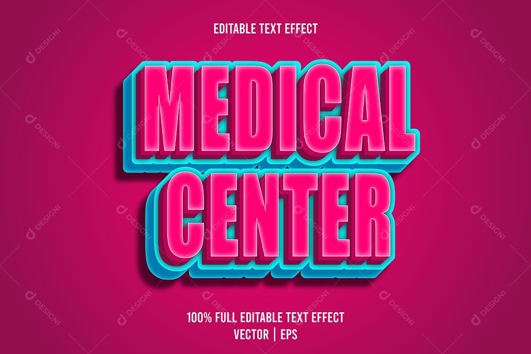 Efeito de Texto Medical Center Ilustração Vetor EPS Editável