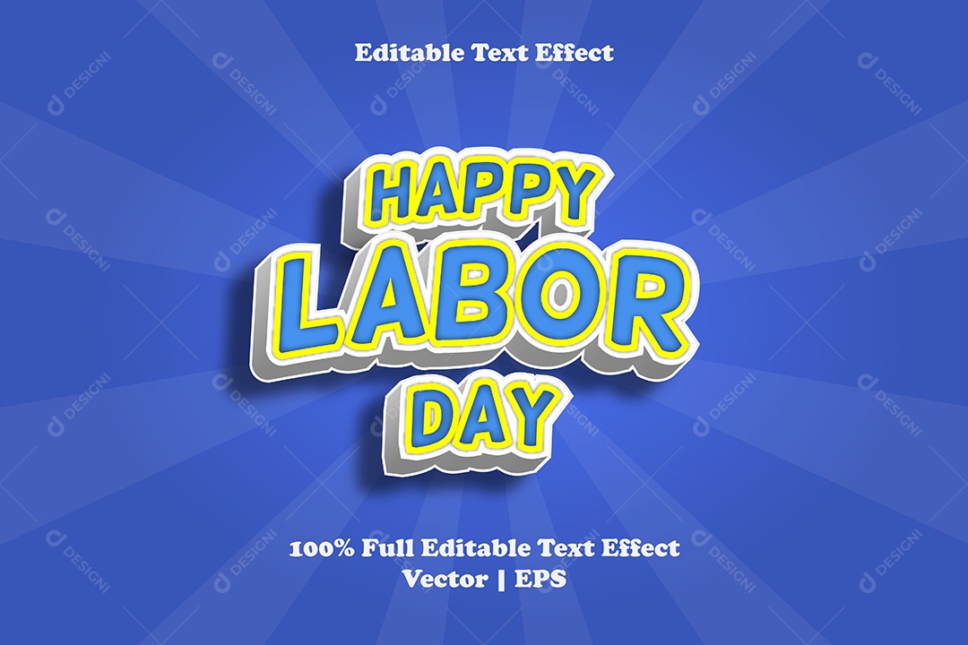 Efeito de Texto Happy Labor Day Ilustração Vetor EPS Editável