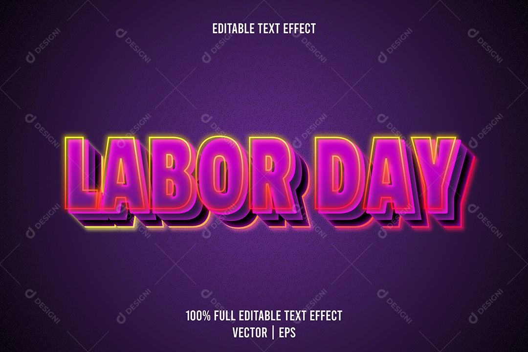Efeito de Texto Labor Day Ilustração Vetor EPS Editável