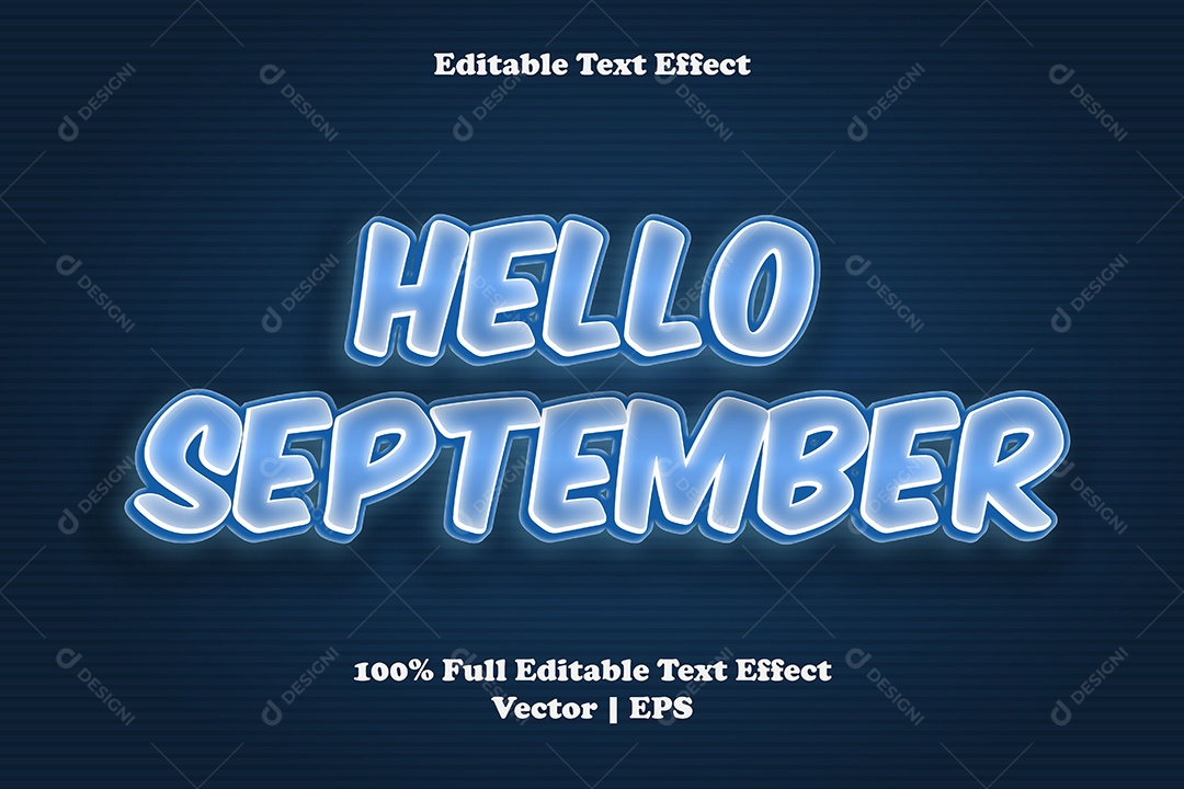 Efeito de Texto Hello September Ilustração Vetor EPS Editável