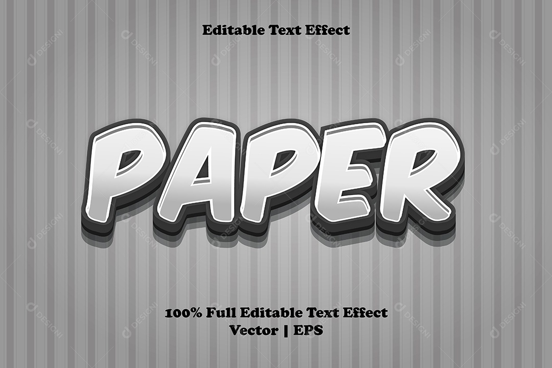 Efeito de Texto Paper Ilustração Vetor EPS Editável