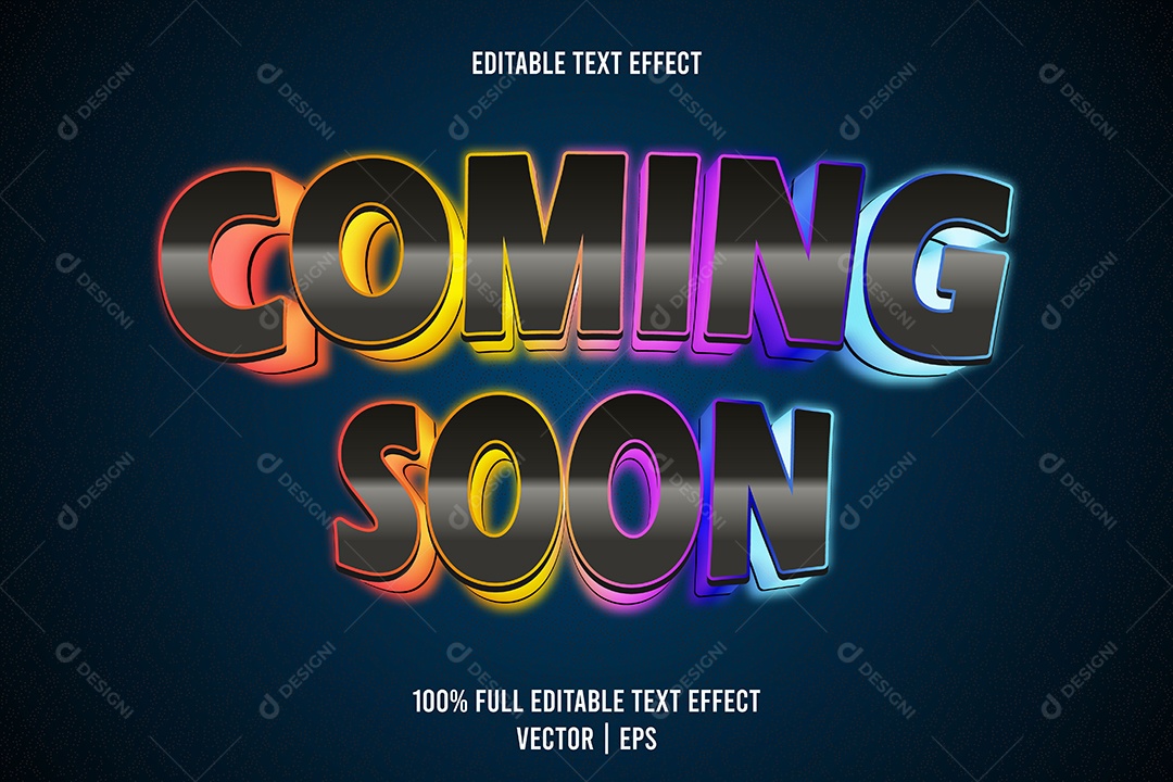 Efeito de Texto Coming Soon Ilustração Vetor EPS Editável