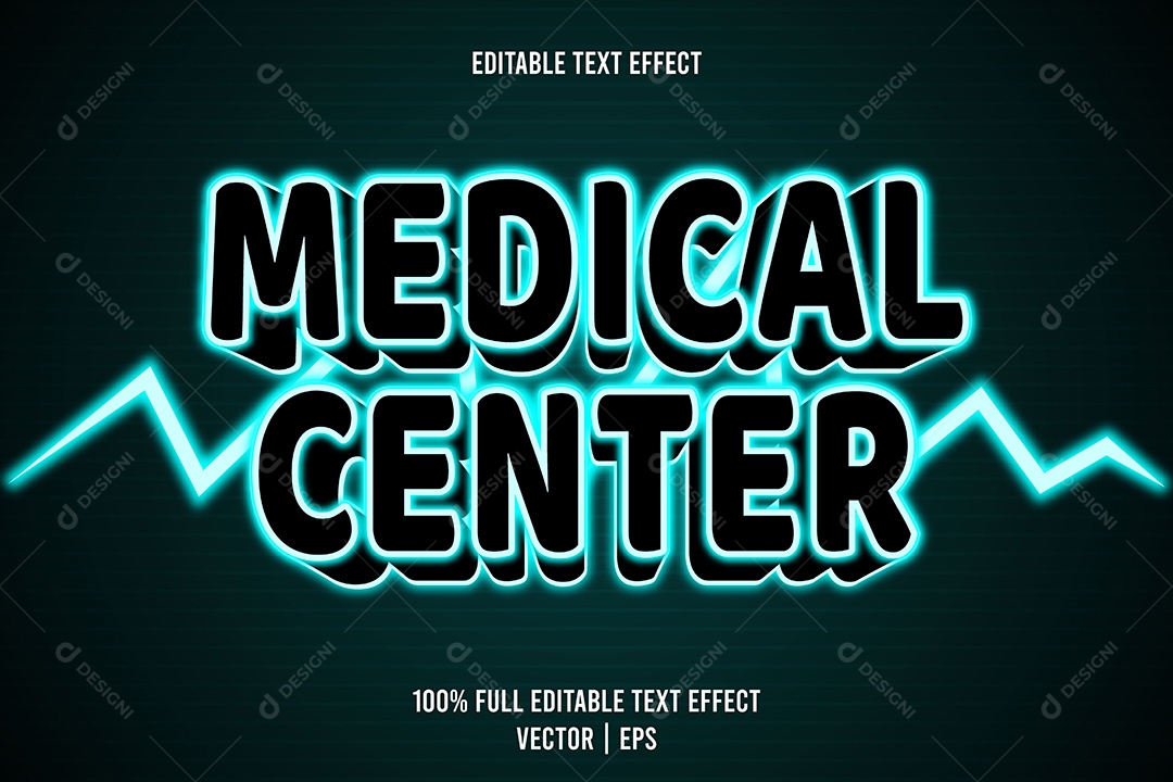 Efeito de Texto Medical Center Ilustração Vetor EPS Editável