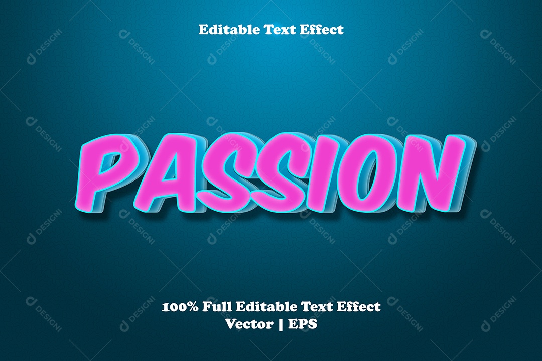 Efeito de Texto Passion Ilustração Vetor EPS Editável