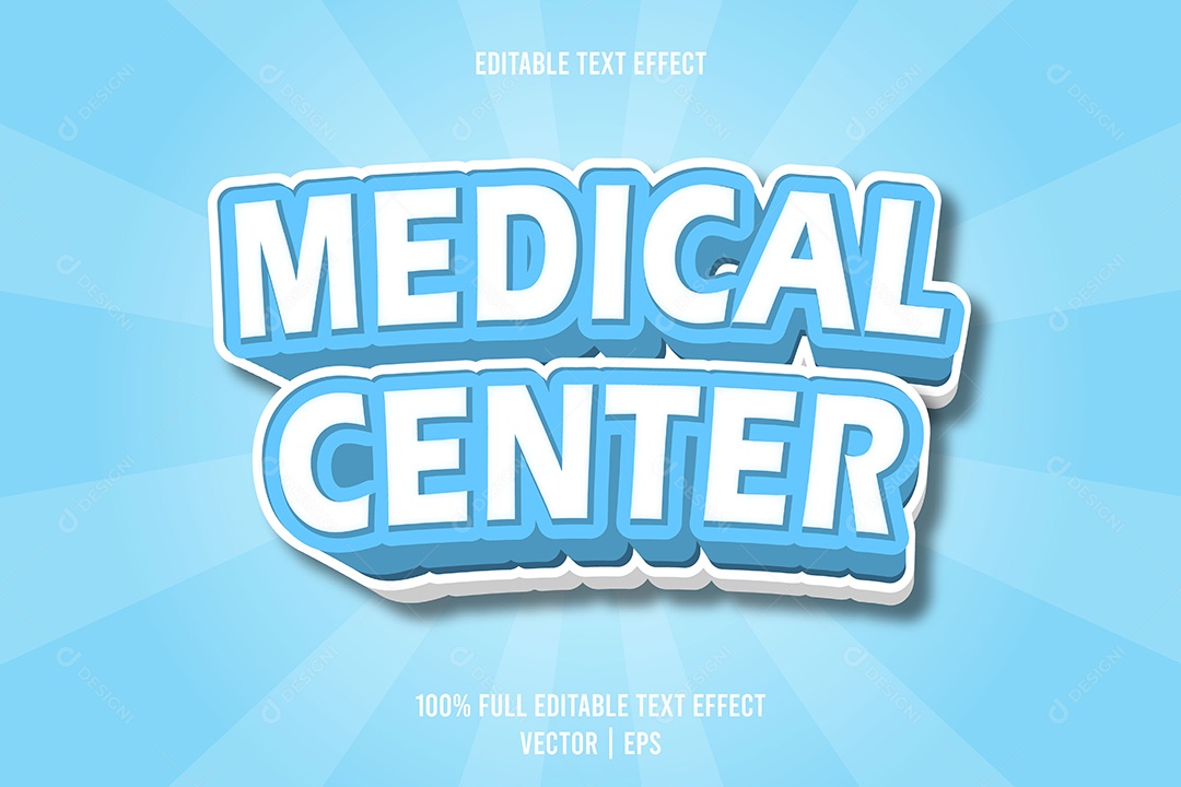 Efeito de Texto Medical Center Ilustração Vetor EPS Editável