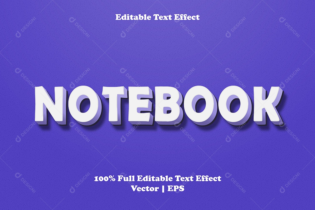 Efeito de Texto Notebook Ilustração Vetor EPS Editável