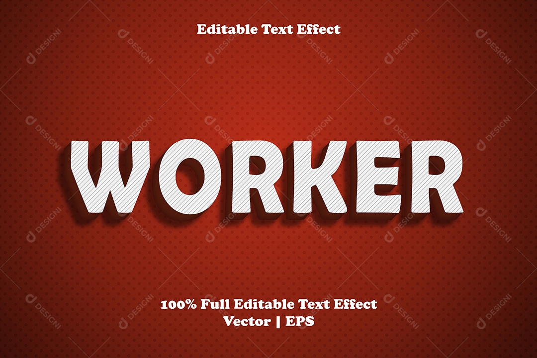 Efeito de Texto Worker Ilustração Vetor EPS Editável