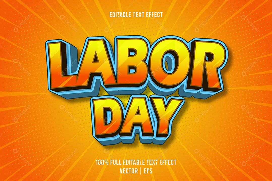 Efeito de Texto Labor Day Ilustração Vetor EPS Editável