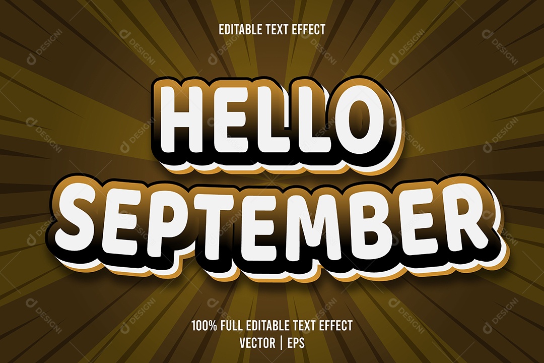 Efeito de Texto Hello September Ilustração Vetor EPS Editável