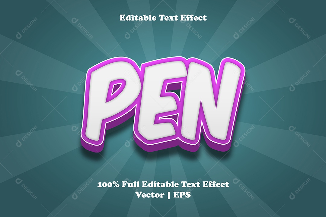 Efeito de Texto Pen Ilustração Vetor EPS Editável